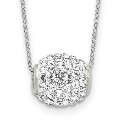 Sterlingsilber Rhodiniert 10mm Weiß Stellux Kristall Kugel Halskette