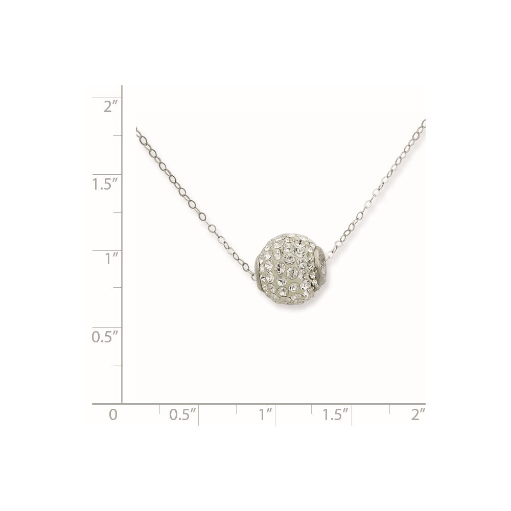 Sterlingsilber Rhodiniert 10mm Weiß Stellux Kristall Kugel Halskette
