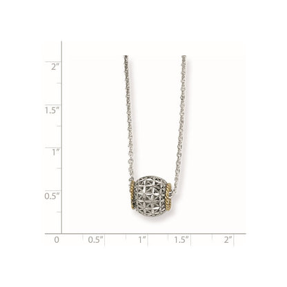 Sterlingsilber Rhodiniert mit 14K Akzente Spinner Barrel Anhänger Halskette