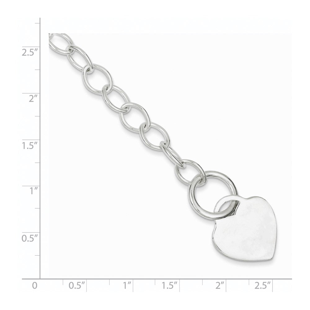 7.5 Zoll Sterlingsilber Knebel Glieder Gravierbar Herz Armband