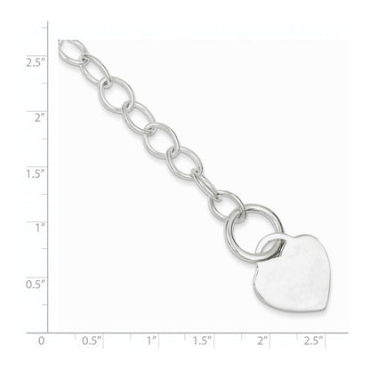 7.5 Zoll Sterlingsilber Knebel Glieder Gravierbar Herz Armband