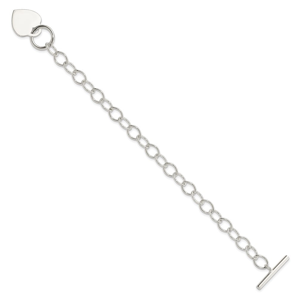 7.5 Zoll Sterlingsilber Knebel Glieder Gravierbar Herz Armband