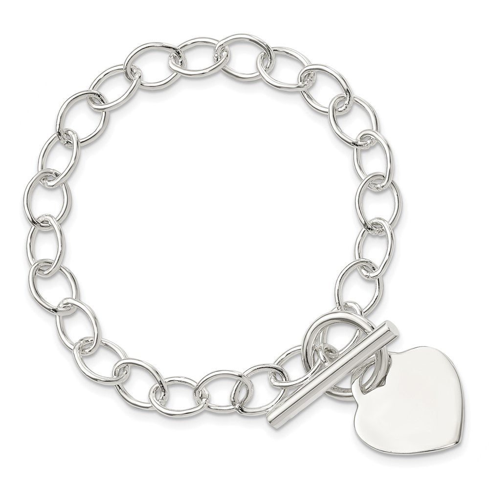7.5 Zoll Sterlingsilber Knebel Glieder Gravierbar Herz Armband