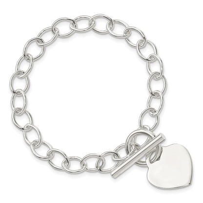 7.5 Zoll Sterlingsilber Knebel Glieder Gravierbar Herz Armband