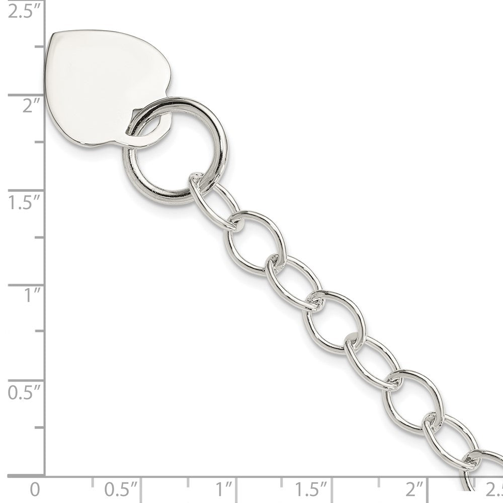 7.5 Zoll Sterlingsilber Knebel Glieder Gravierbar Herz Armband