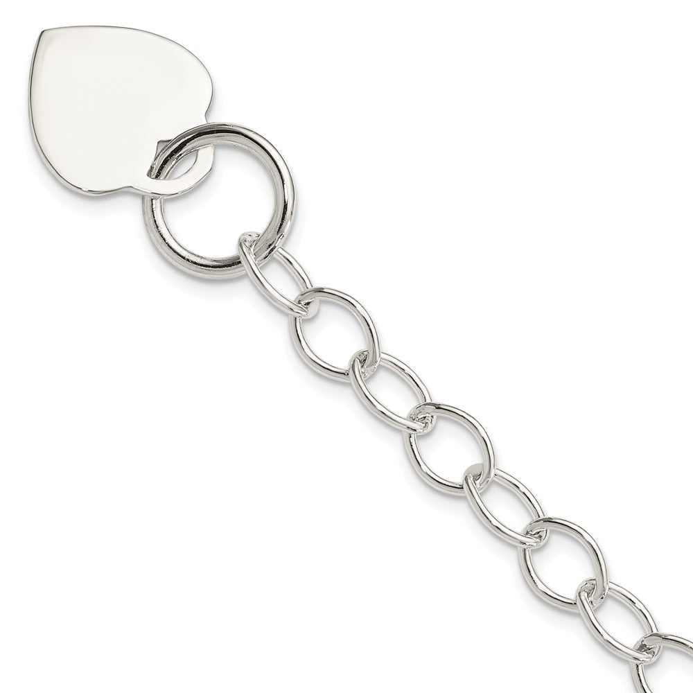 7.5 Zoll Sterlingsilber Knebel Glieder Gravierbar Herz Armband