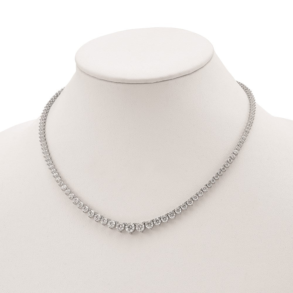 Sterlingsilber Schimmernd Rhodiniert 17 Zoll 132 Stein Abgestuft Zirkonia Halskette
