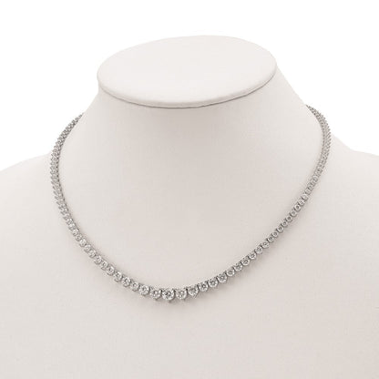 Sterlingsilber Schimmernd Rhodiniert 17 Zoll 132 Stein Abgestuft Zirkonia Halskette