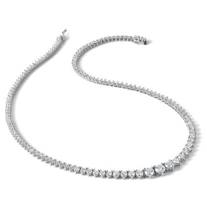 Sterlingsilber Schimmernd Rhodiniert 17 Zoll 132 Stein Abgestuft Zirkonia Halskette