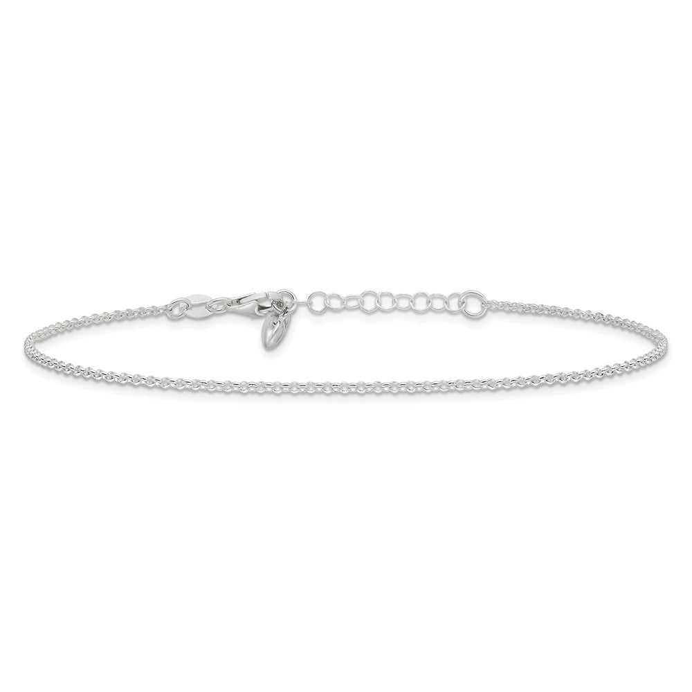 Sterlingsilber Poliert Herz 9 Zoll Plus 1 Zoll Verlängerung. Fußkettchen