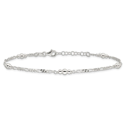 Sterlingsilber Poliert Perle Plus 1 Zoll Verlängerung. Fußkettchen