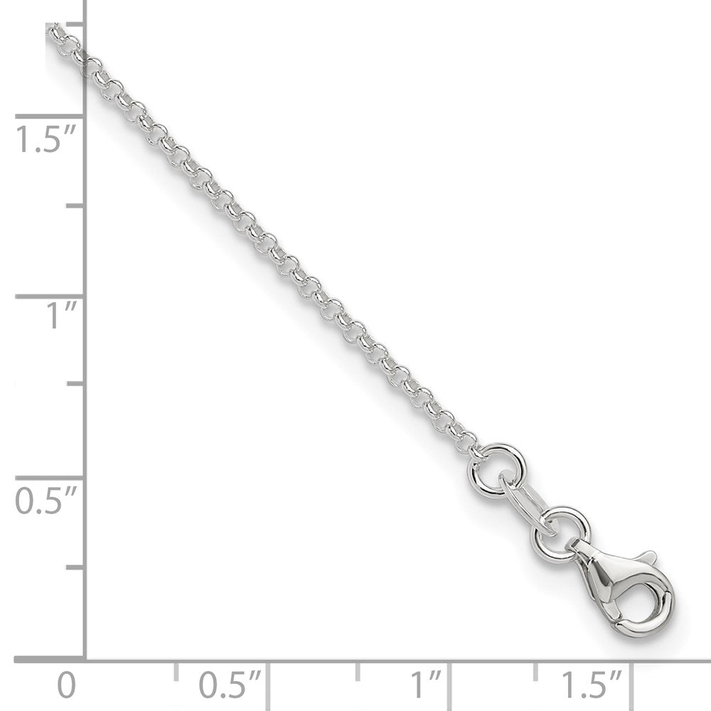 9 Zoll Sterlingsilber Poliert Erbs Kette mit 1 Zoll Verlängerung. Fußkettchen