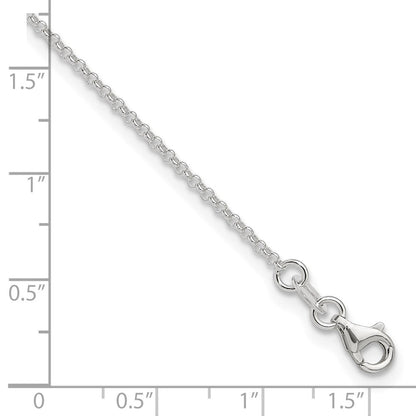 9 Zoll Sterlingsilber Poliert Erbs Kette mit 1 Zoll Verlängerung. Fußkettchen