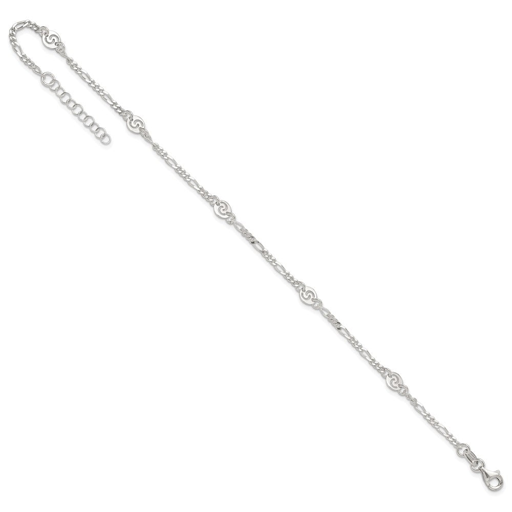 Sterlingsilber Poliert Wirbel Plättchen 9 Zoll Plus 1 Zoll Verlängerung. Fußkettchen