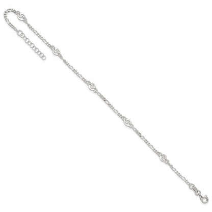 Sterlingsilber Poliert Wirbel Plättchen 9 Zoll Plus 1 Zoll Verlängerung. Fußkettchen