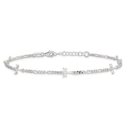 Sterlingsilber Poliert Libelle 8 Zoll Plus 1 Zoll Verlängerung. Fußkettchen