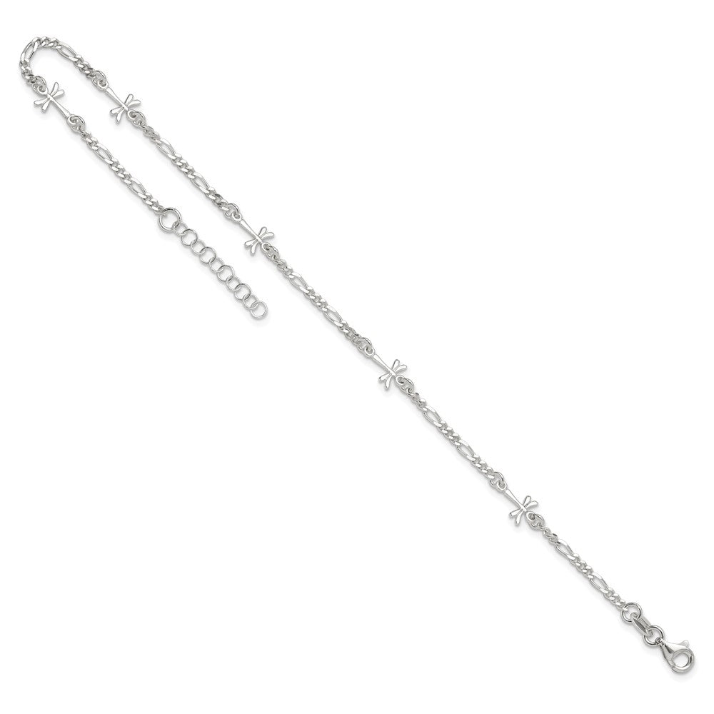 Sterlingsilber Poliert Libelle 8 Zoll Plus 1 Zoll Verlängerung. Fußkettchen