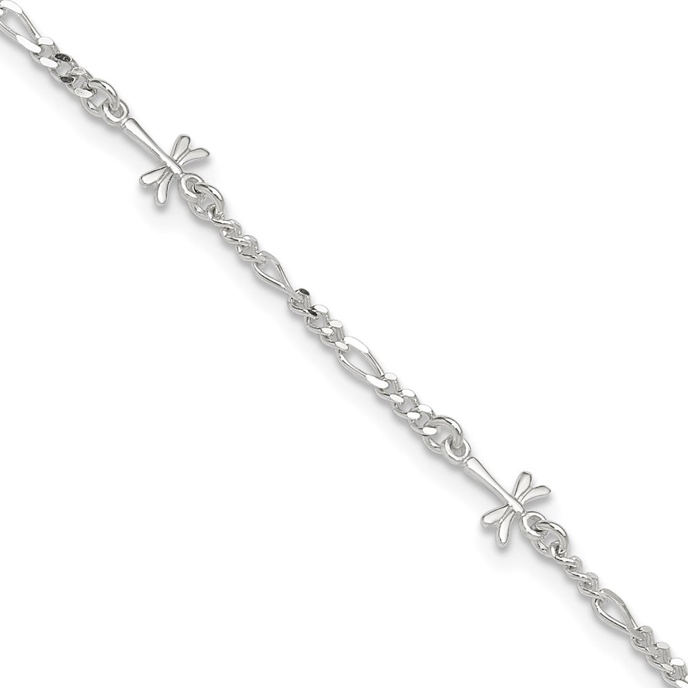 Sterlingsilber Poliert Libelle 8 Zoll Plus 1 Zoll Verlängerung. Fußkettchen