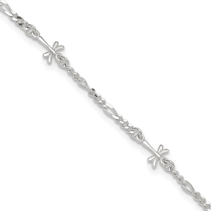 Sterlingsilber Poliert Libelle 8 Zoll Plus 1 Zoll Verlängerung. Fußkettchen