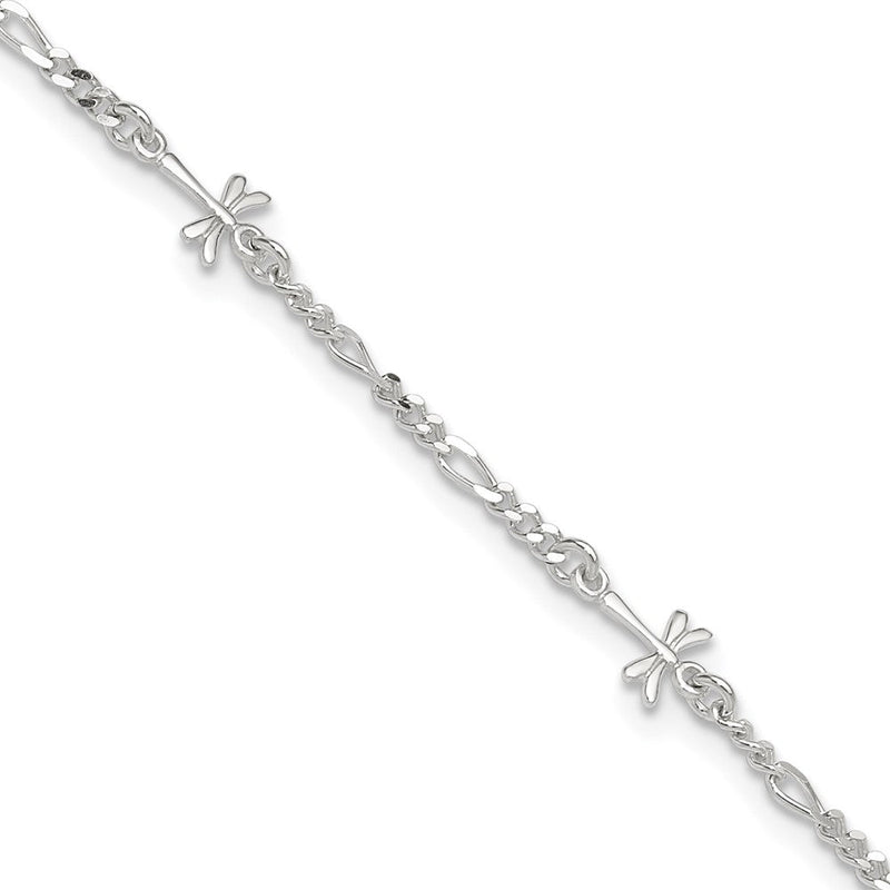Sterlingsilber Poliert Libelle 8 Zoll Plus 1 Zoll Verlängerung. Fußkettchen