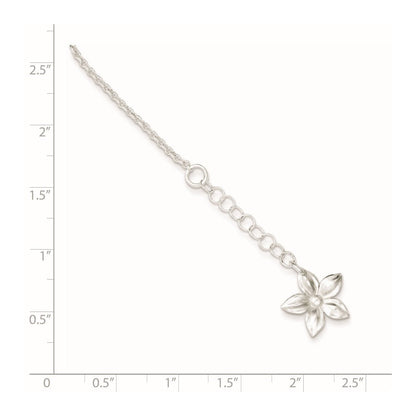 Sterlingsilber Poliert Blume 9 Zoll Plus 1 Zoll Verlängerung. Fußkettchen