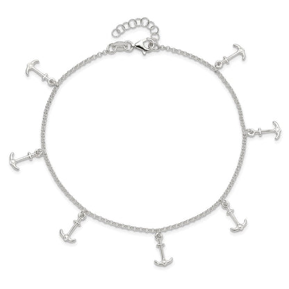 Sterlingsilber Poliert Anchors 9 Zoll Plus 1 Zoll Verlängerung. Fußkettchen