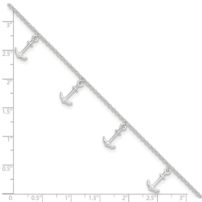 Sterlingsilber Poliert Anchors 9 Zoll Plus 1 Zoll Verlängerung. Fußkettchen