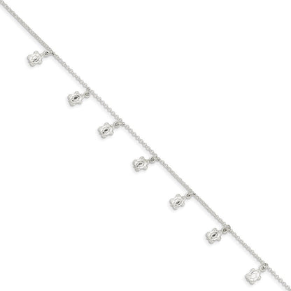 Sterlingsilber Poliert Schildkröte 9 Zoll Plus 1 Zoll Verlängerung. Fußkettchen