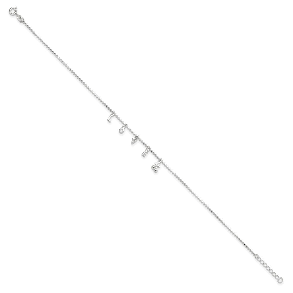 Sterlingsilber Liebe 10 in Plus1 Verlängerung. Fußkettchen