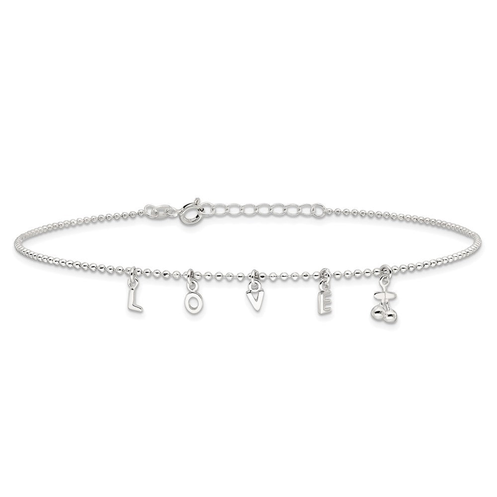 Sterlingsilber Liebe 10 in Plus1 Verlängerung. Fußkettchen