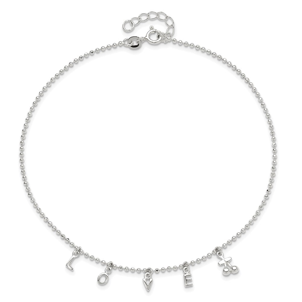 Sterlingsilber Liebe 10 in Plus1 Verlängerung. Fußkettchen