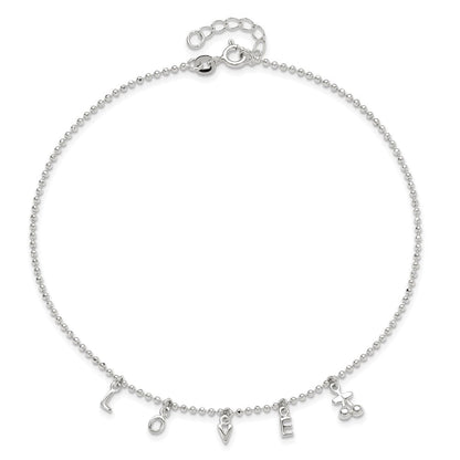 Sterlingsilber Liebe 10 in Plus1 Verlängerung. Fußkettchen