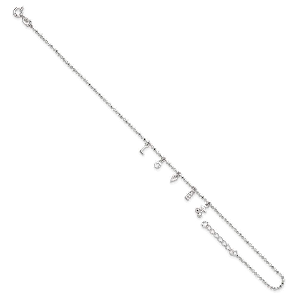 Sterlingsilber Liebe 10 in Plus1 Verlängerung. Fußkettchen