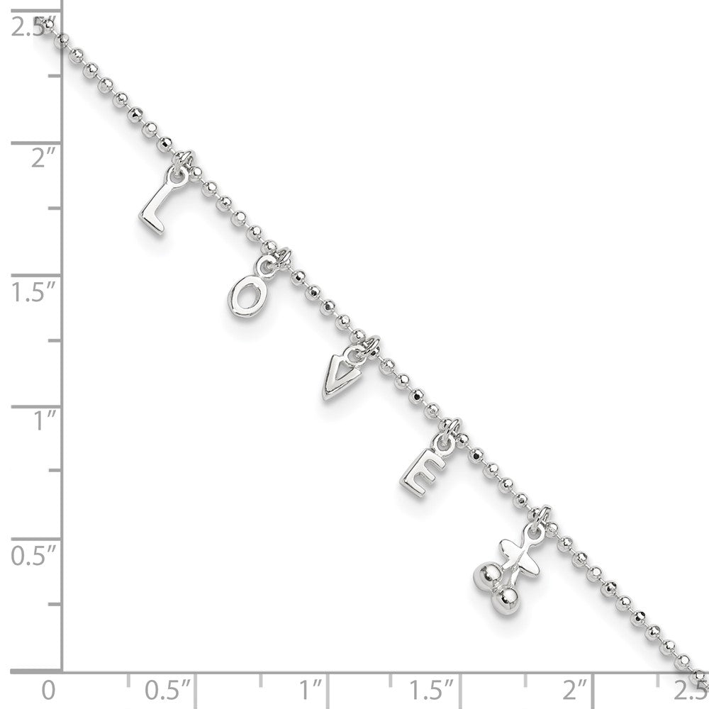 Sterlingsilber Liebe 10 in Plus1 Verlängerung. Fußkettchen