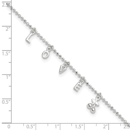 Sterlingsilber Liebe 10 in Plus1 Verlängerung. Fußkettchen