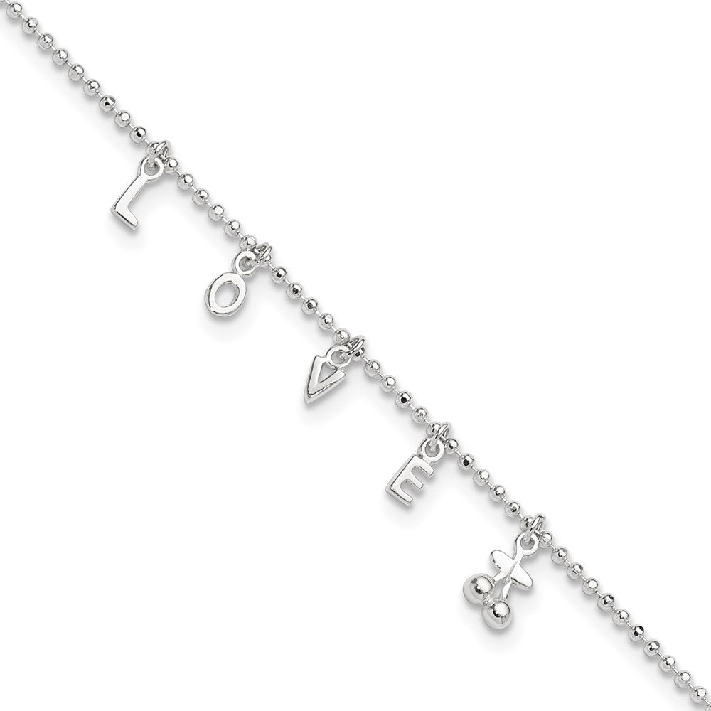 Sterlingsilber Liebe 10 in Plus1 Verlängerung. Fußkettchen