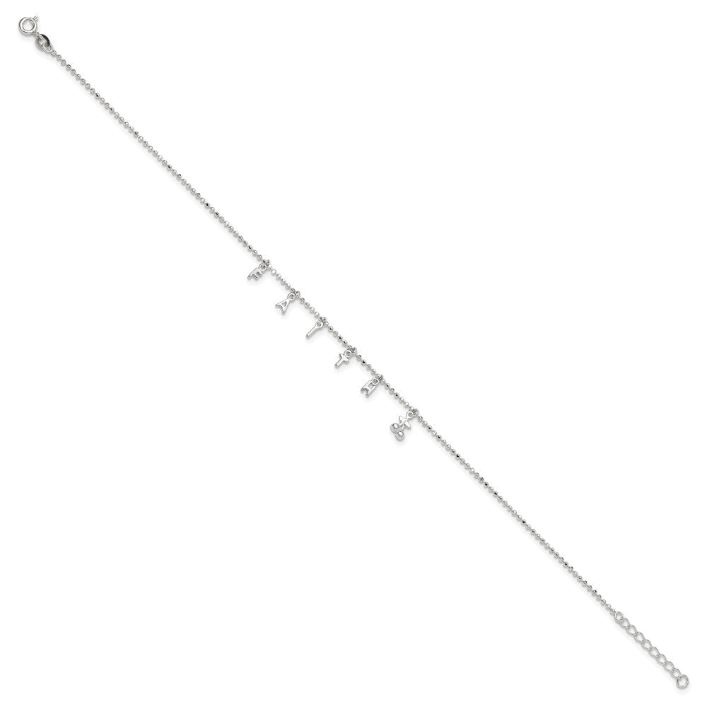 Sterlingsilber Glaube 10 Zoll Plus 1 Zoll Verlängerung. Fußkettchen