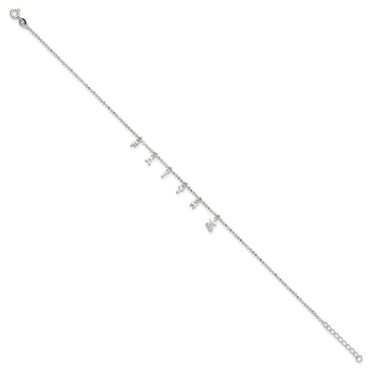 Sterlingsilber Glaube 10 Zoll Plus 1 Zoll Verlängerung. Fußkettchen
