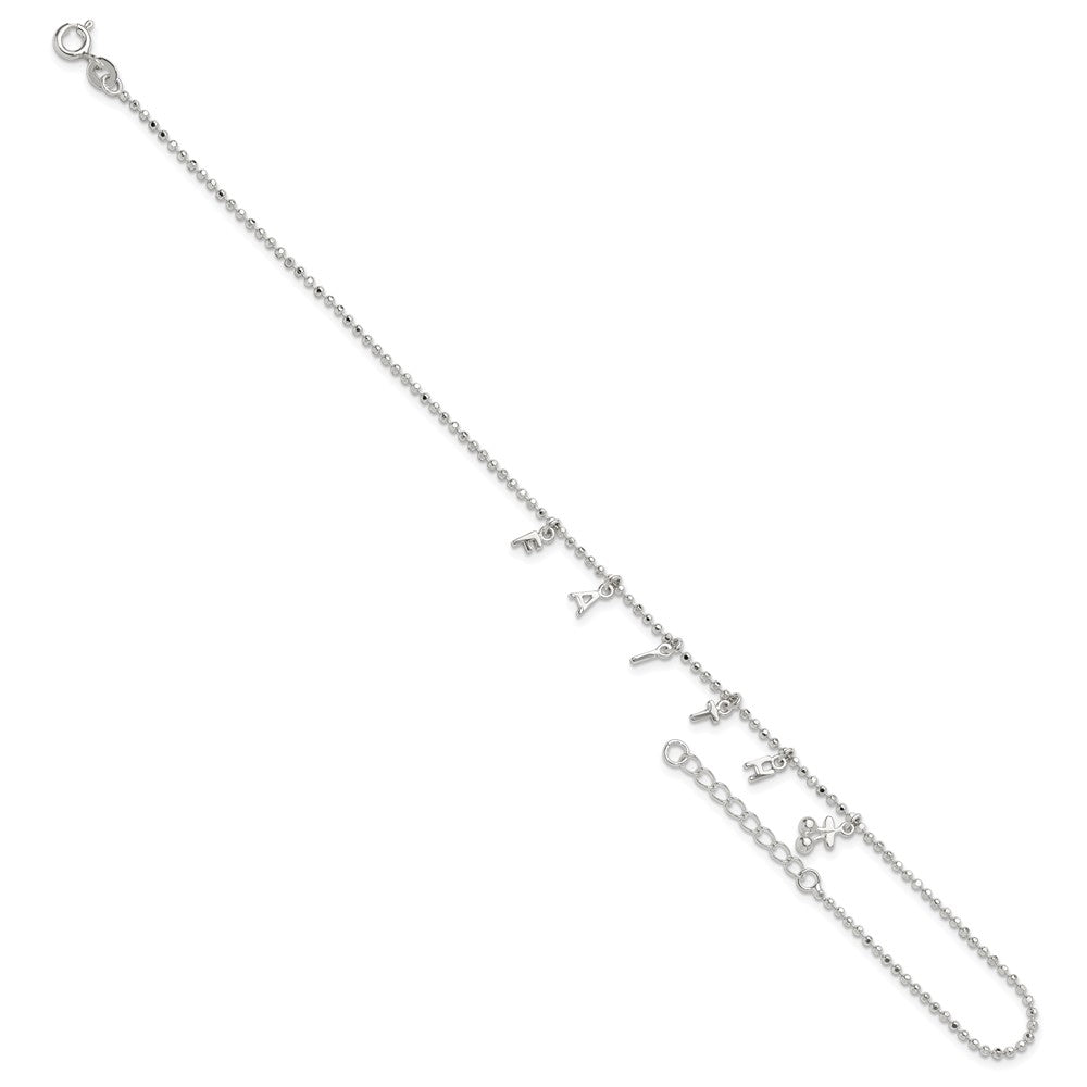 Sterlingsilber Glaube 10 Zoll Plus 1 Zoll Verlängerung. Fußkettchen