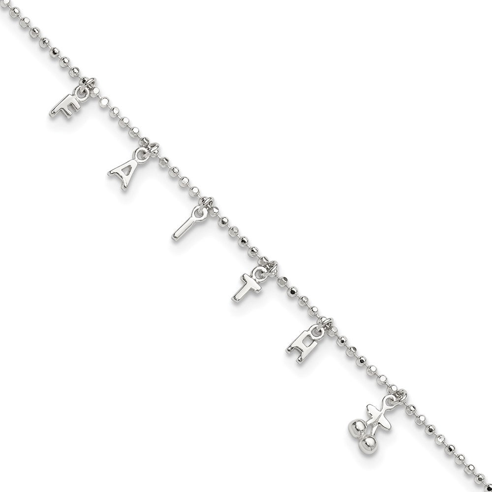 Sterlingsilber Glaube 10 Zoll Plus 1 Zoll Verlängerung. Fußkettchen
