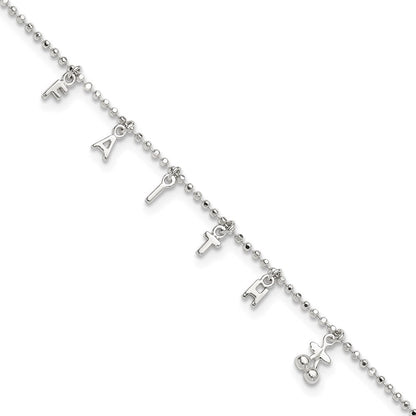 Sterlingsilber Glaube 10 Zoll Plus 1 Zoll Verlängerung. Fußkettchen