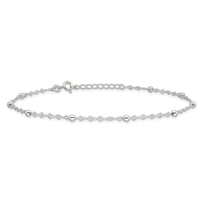 Sterlingsilber 10 Zoll Plus 1 Zoll Verlängerung. Fußkettchen