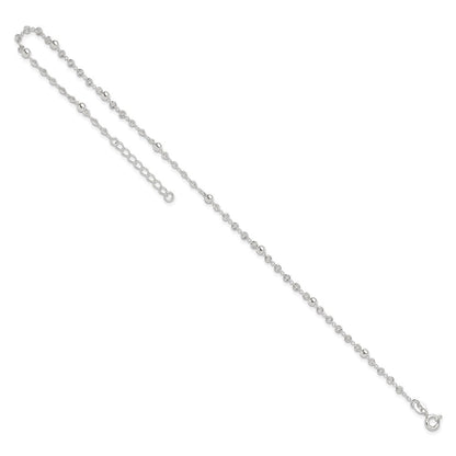 Sterlingsilber 10 Zoll Plus 1 Zoll Verlängerung. Fußkettchen