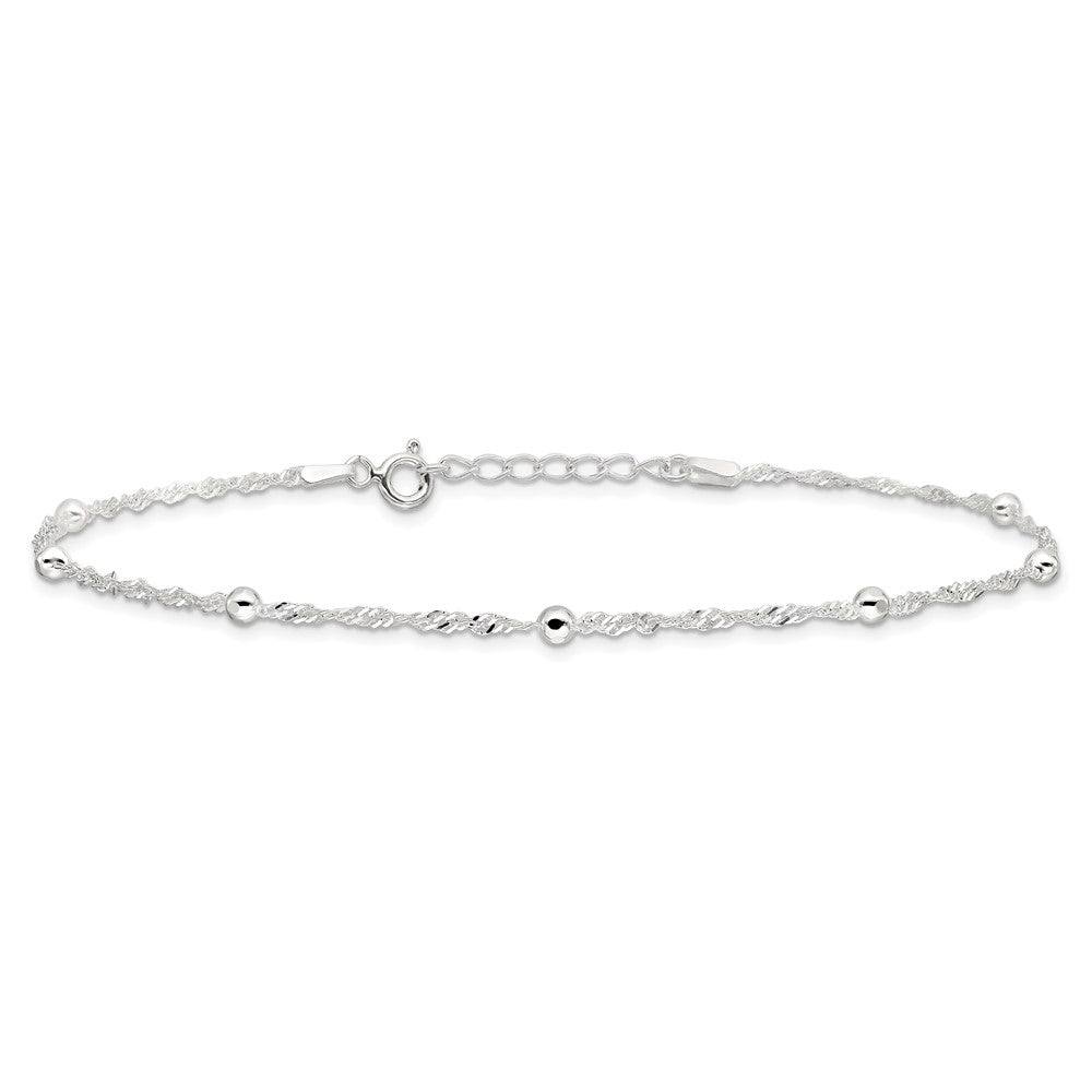 Sterlingsilber 10 Zoll Plus 1 Zoll Verlängerung. Fußkettchen