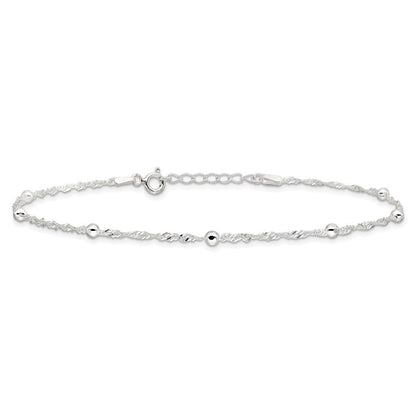 Sterlingsilber 10 Zoll Plus 1 Zoll Verlängerung. Fußkettchen