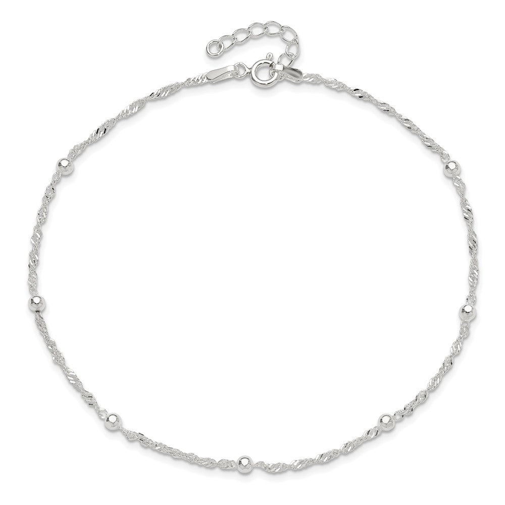 Sterlingsilber 10 Zoll Plus 1 Zoll Verlängerung. Fußkettchen