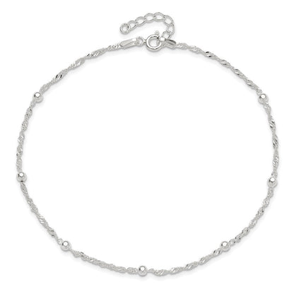 Sterlingsilber 10 Zoll Plus 1 Zoll Verlängerung. Fußkettchen