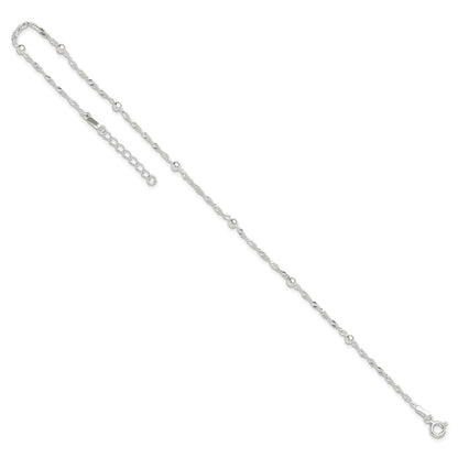 Sterlingsilber 10 Zoll Plus 1 Zoll Verlängerung. Fußkettchen