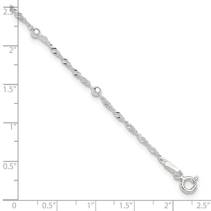 Sterlingsilber 10 Zoll Plus 1 Zoll Verlängerung. Fußkettchen