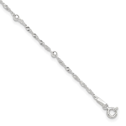 Sterlingsilber 10 Zoll Plus 1 Zoll Verlängerung. Fußkettchen